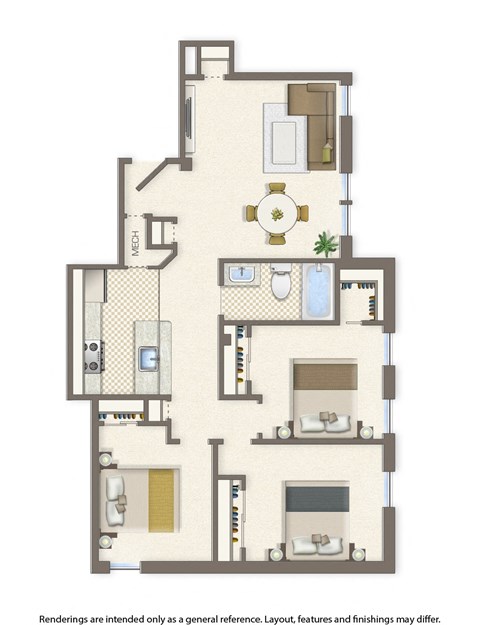 whitelaw 3 bedroom 910 sq ft floor plan